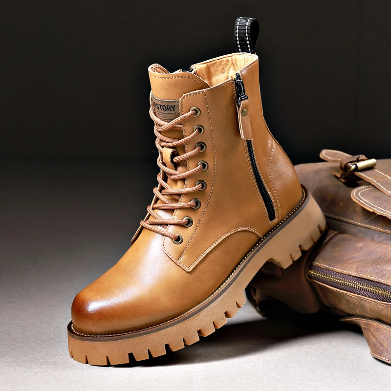 路易圣戈希男士秋季马丁靴冬大黄靴高帮厚底休闲舒适工装鞋男款