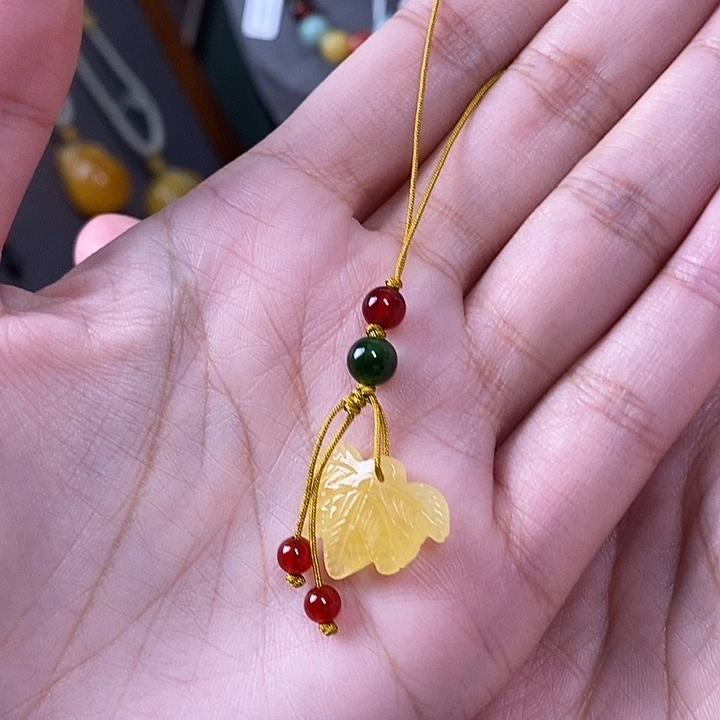 琥珀未镶嵌裸石手机链