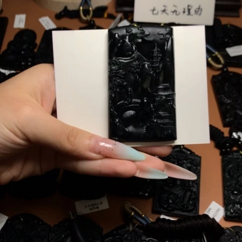 天然缅甸a货钢琴黑挂件
