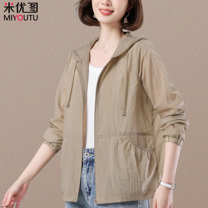 防晒衣女连帽2025年夏季新款防晒服洋气中年妈妈大码轻薄上衣外套