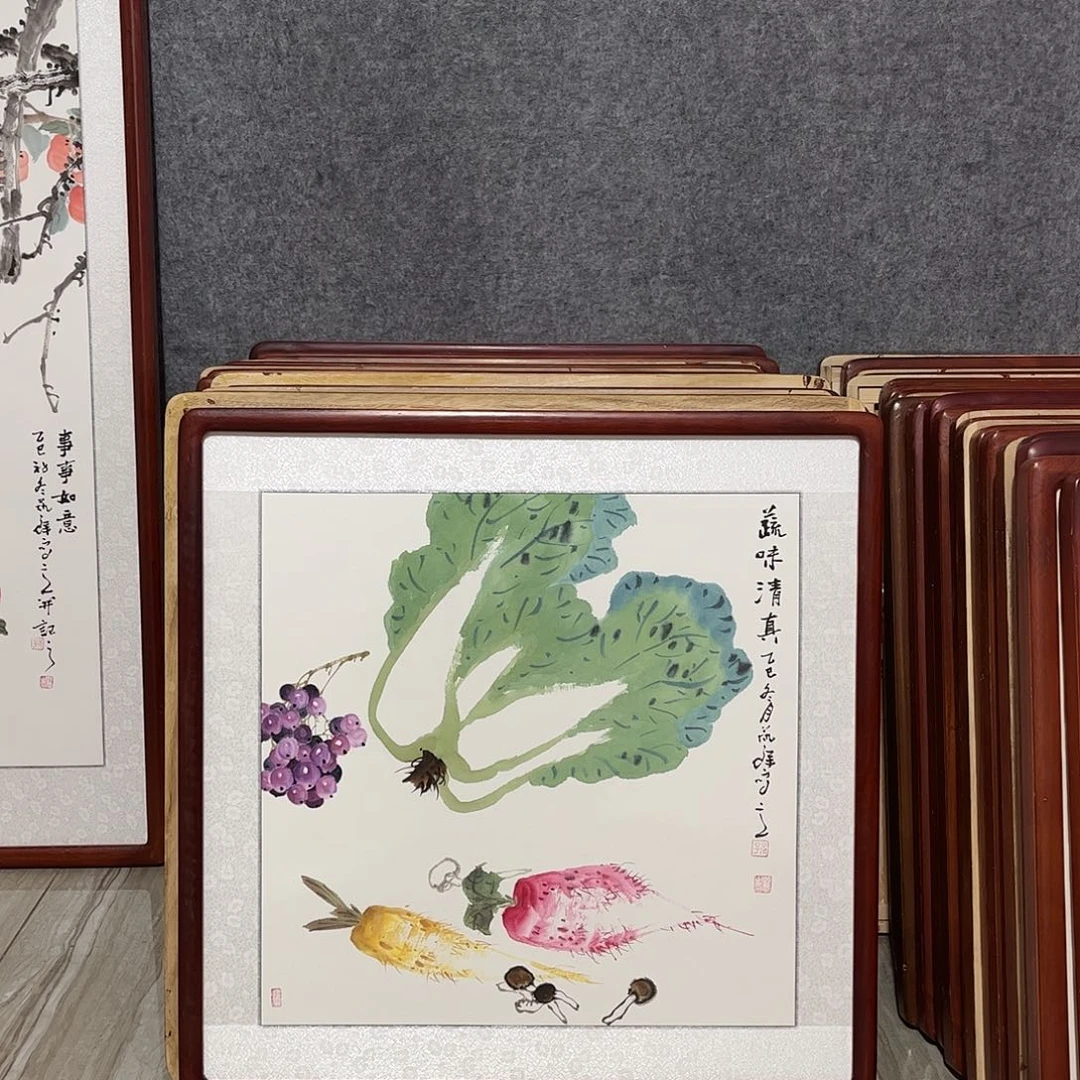 国画书画作品带框63×63