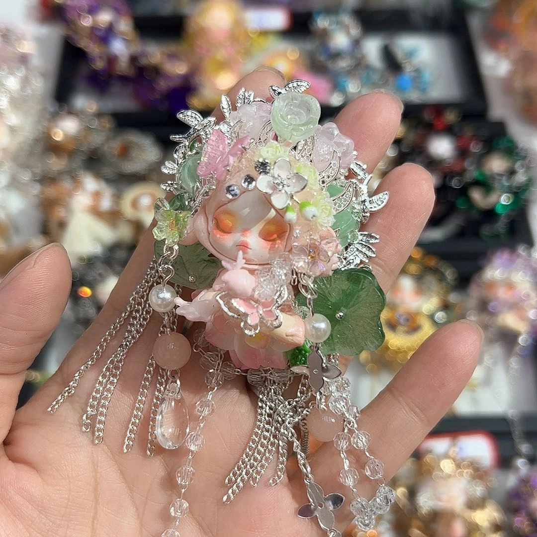 毛绒粉绿荷花改娃