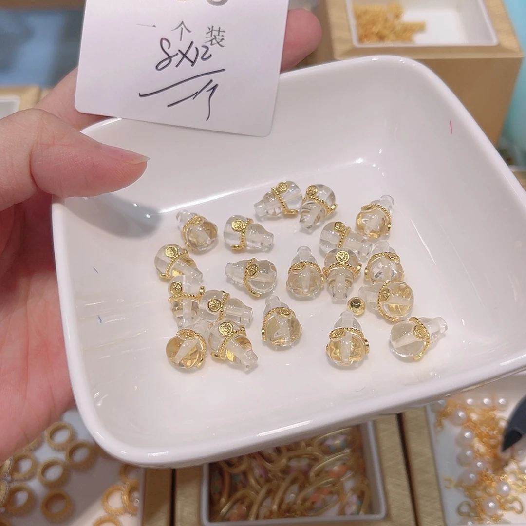 水晶珠宝半成品银S925镀金镶嵌36 。