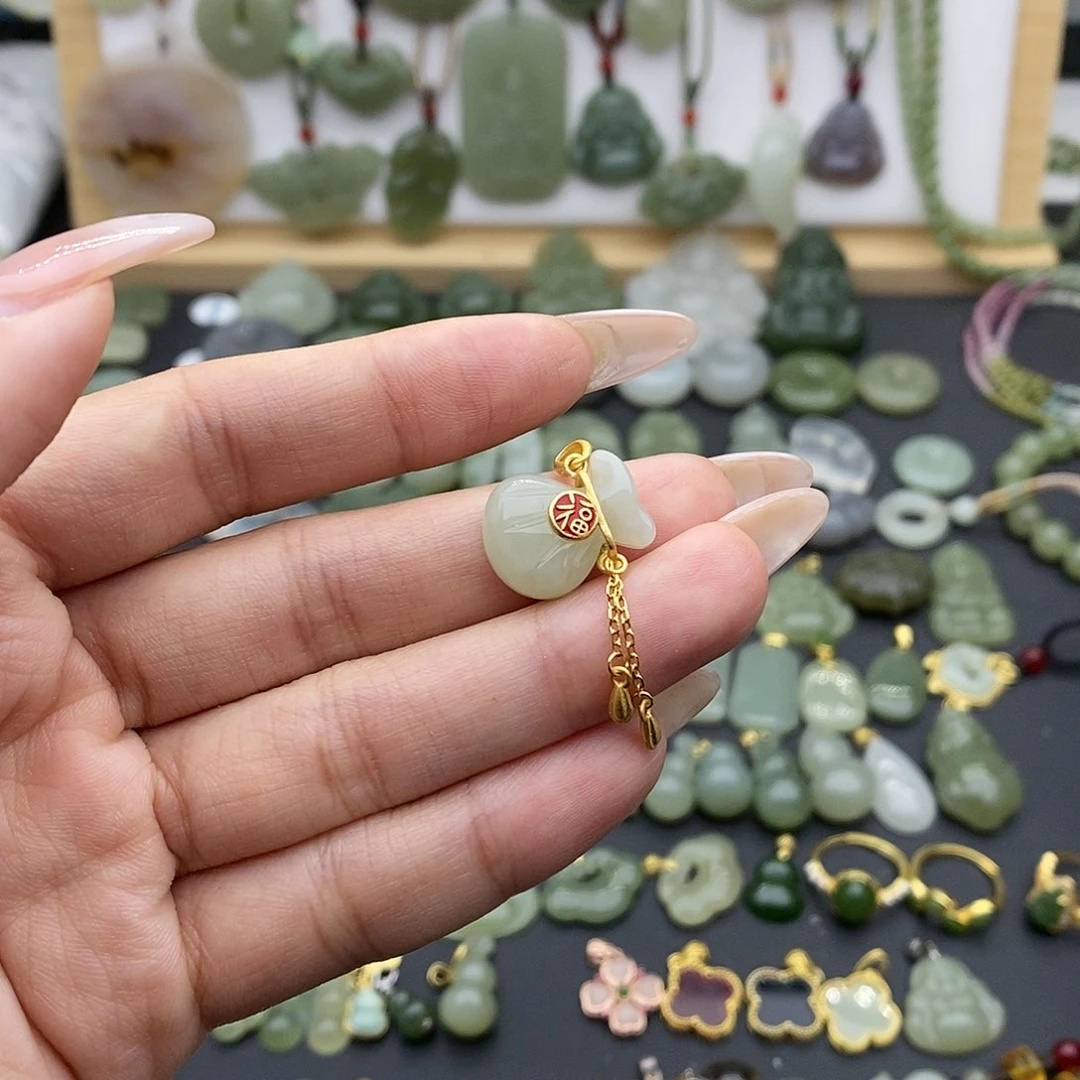 和田玉吊坠(不含链)银S925镶嵌