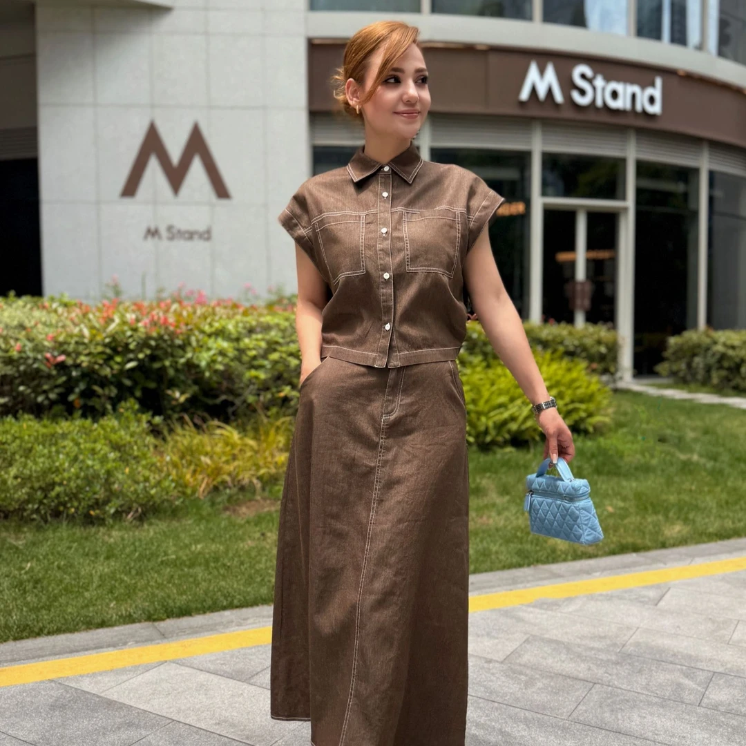 MUBINE 新款减龄洋气高级感轻熟复古色显瘦牛仔两件套 25115