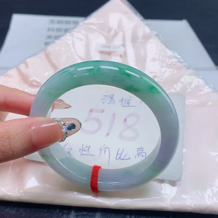 翡翠未镶嵌手镯圈口5455
