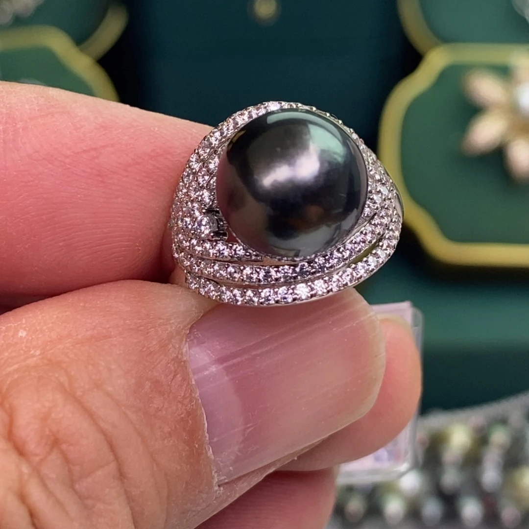 银S925镶嵌戒指海水珍珠