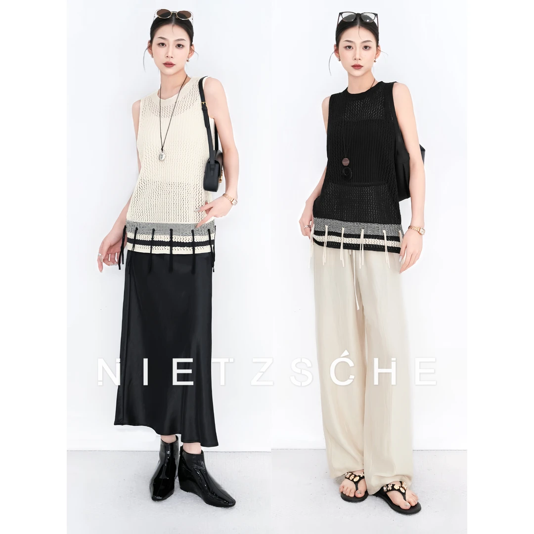 Nietzsche｜夏日小香｜7.7支进口和纸 亚麻x纳米丝 撞色背心25199