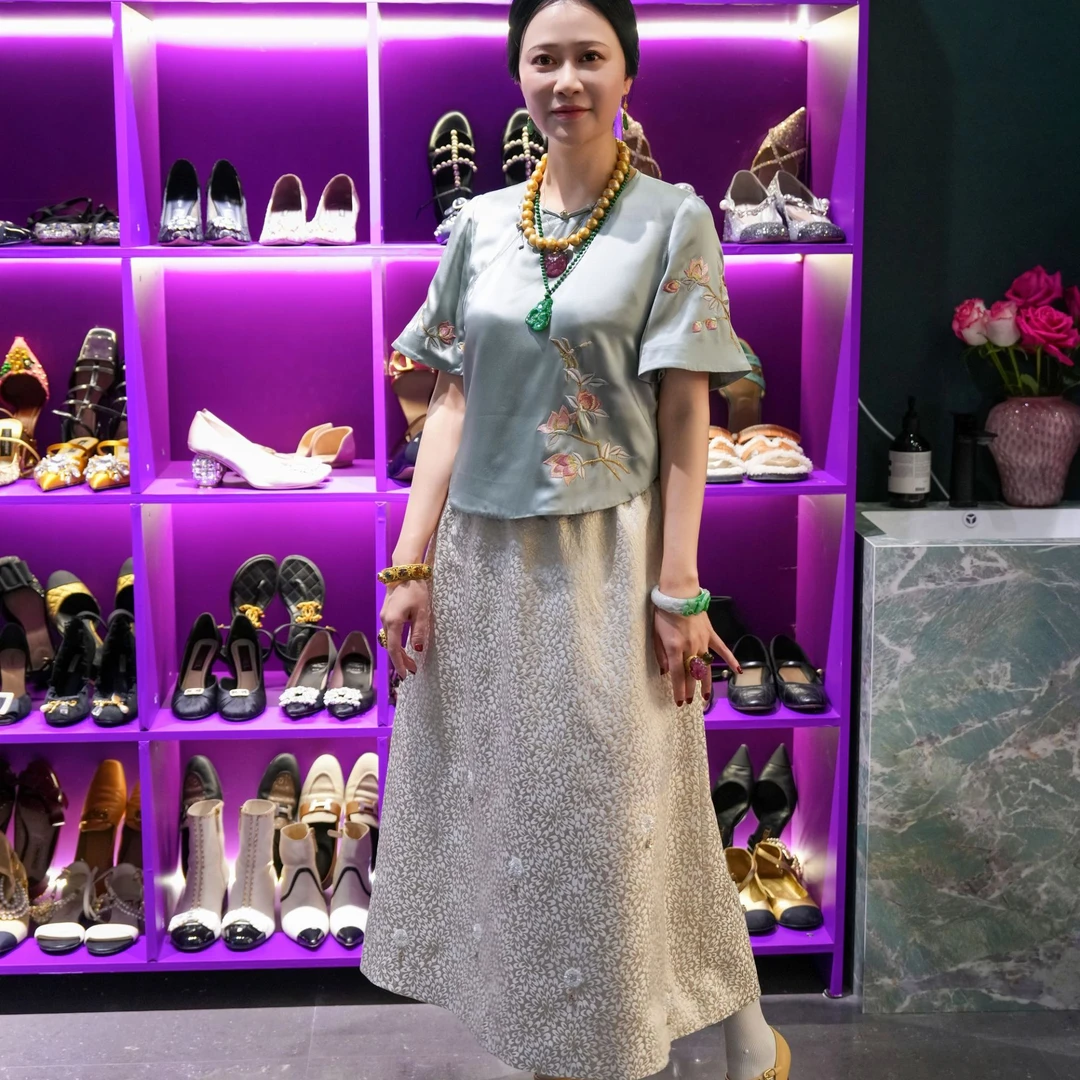 【云裳溪2025｜3月杭州新款】国风浅金色半身裙