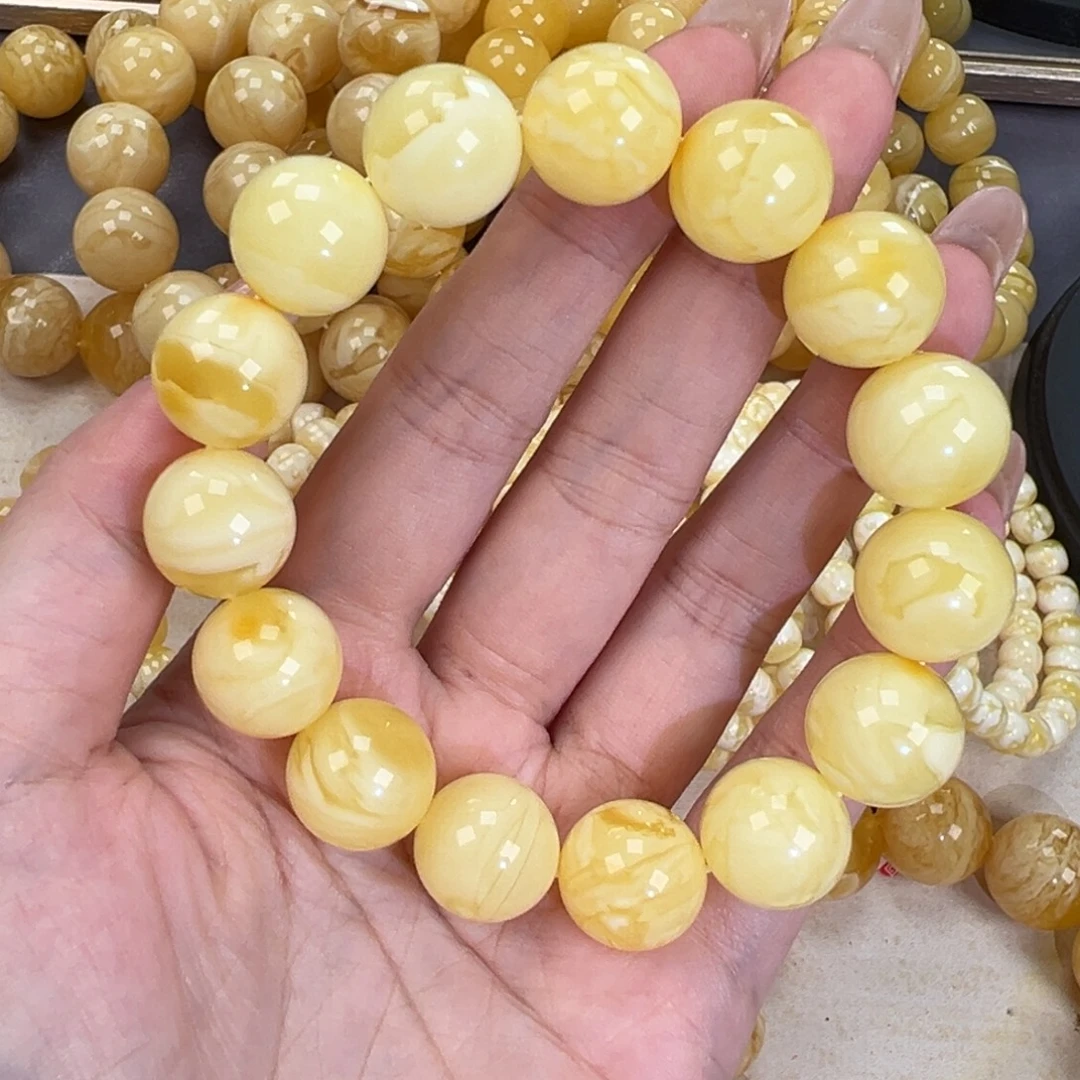 琥珀未镶嵌手链30.6白蜡妖花