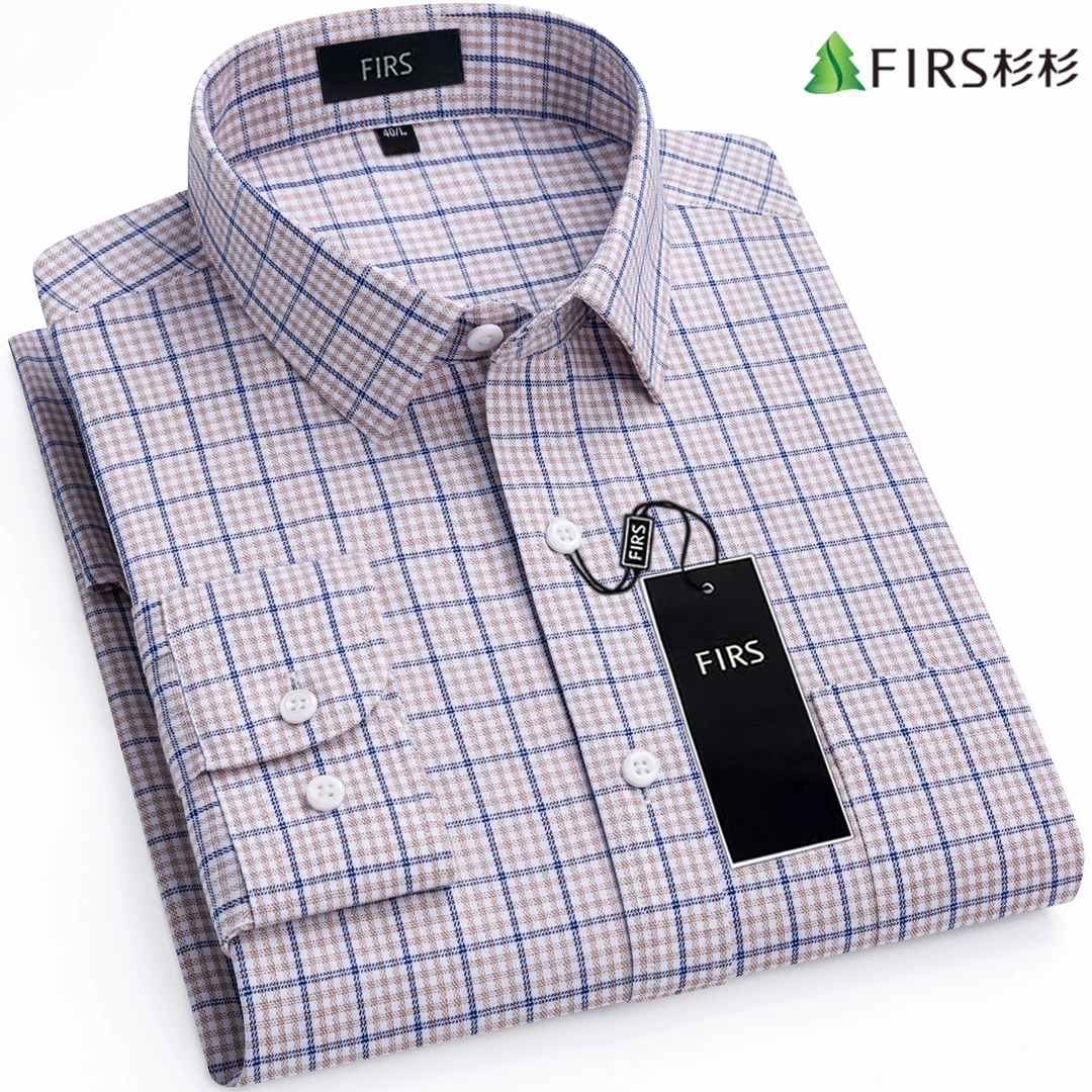 杉杉商务休闲衬衫男正装新款高级感无痕免烫寸衫秋季长袖格子衬衣