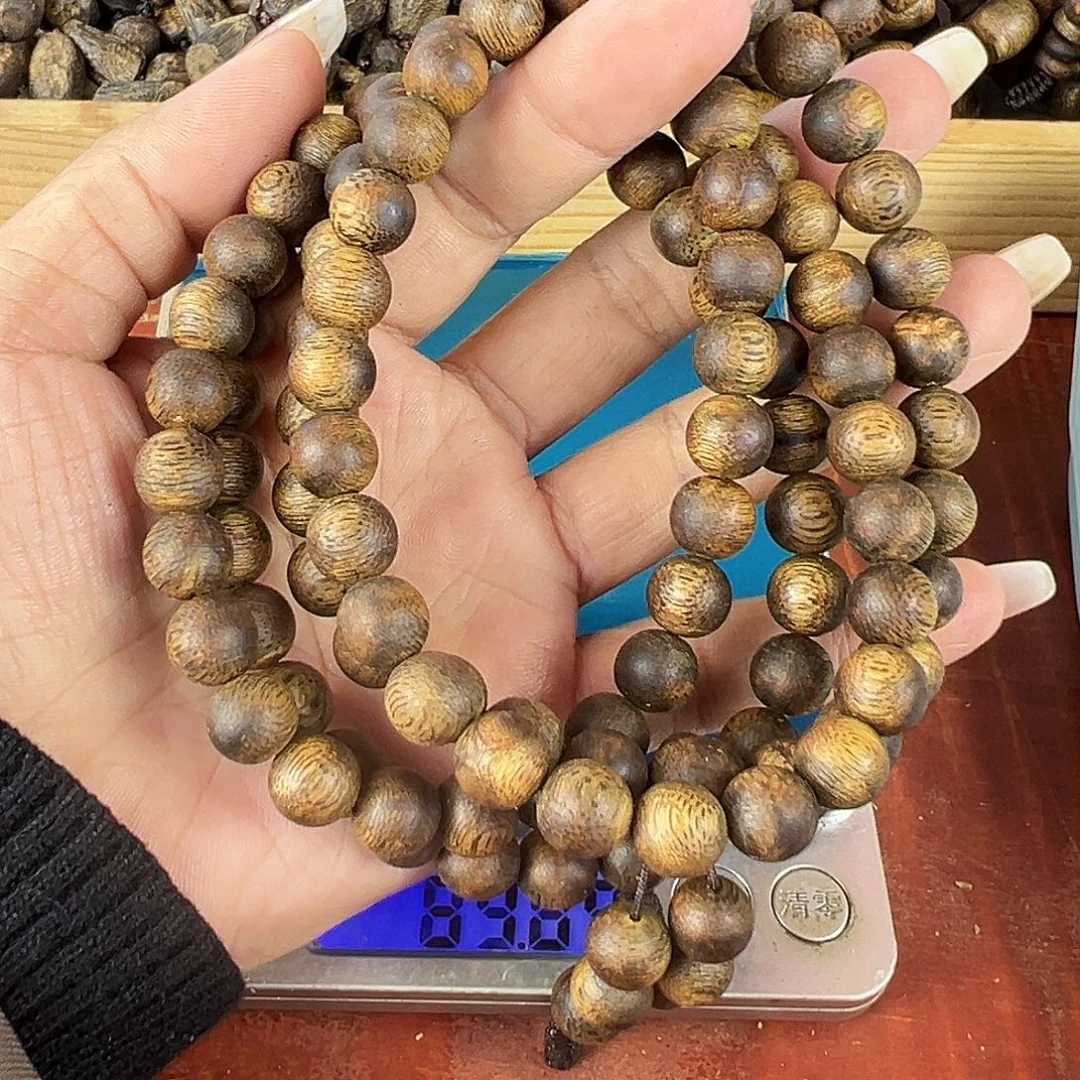 沉香沉香碎屑卡9圆珠多圈42g乌身老料