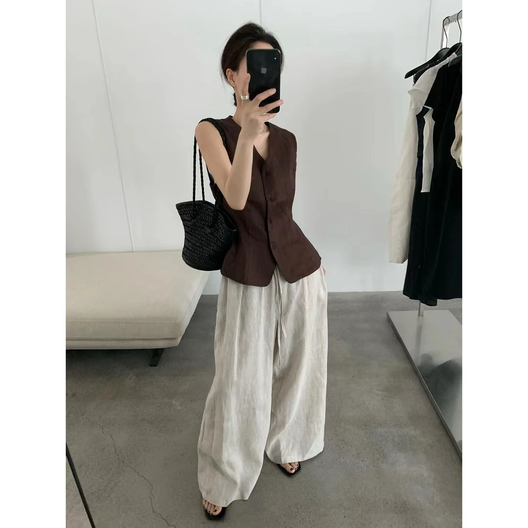 两颗桃  “南法印象”韩系小众显瘦马甲无袖上衣