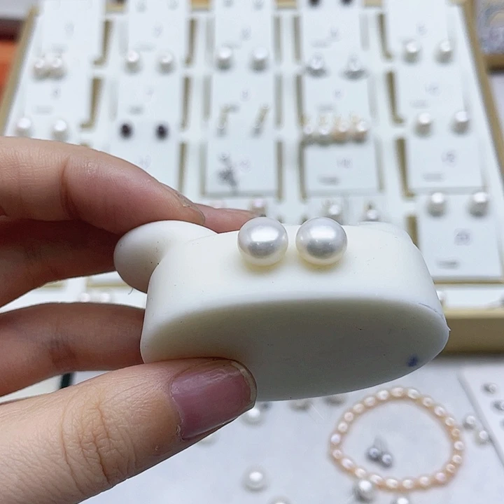 淡水珍珠耳饰银S925镶嵌?****斤