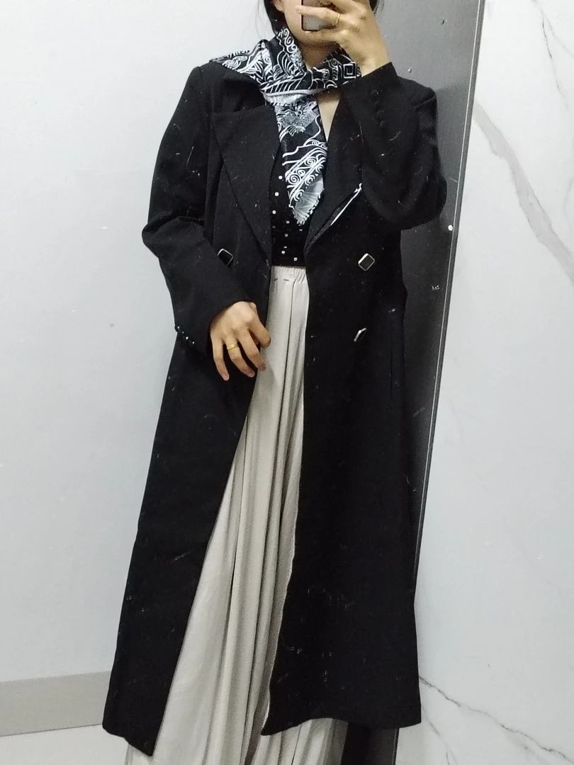 黑色英伦风中长款风衣女过膝显瘦大衣外套秋冬新款