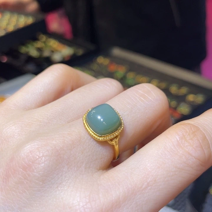 和田玉银S925镶嵌戒指