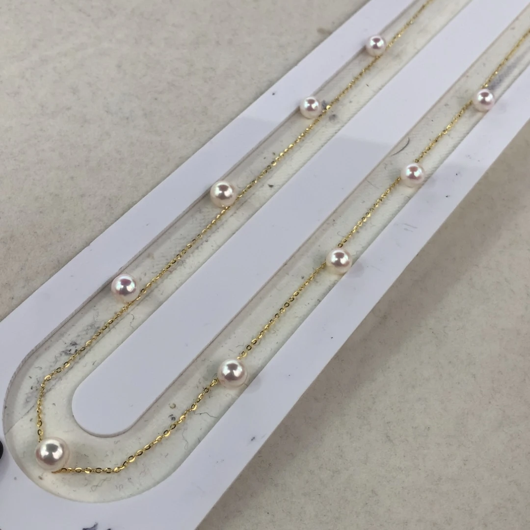 18K金镶嵌项链定制海水珍珠Ak5-6.5mm满天星链