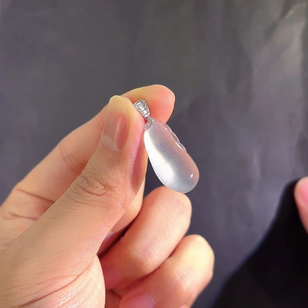 翡翠18K金镶嵌吊坠(不含链)福瓜吊坠多人不退不换