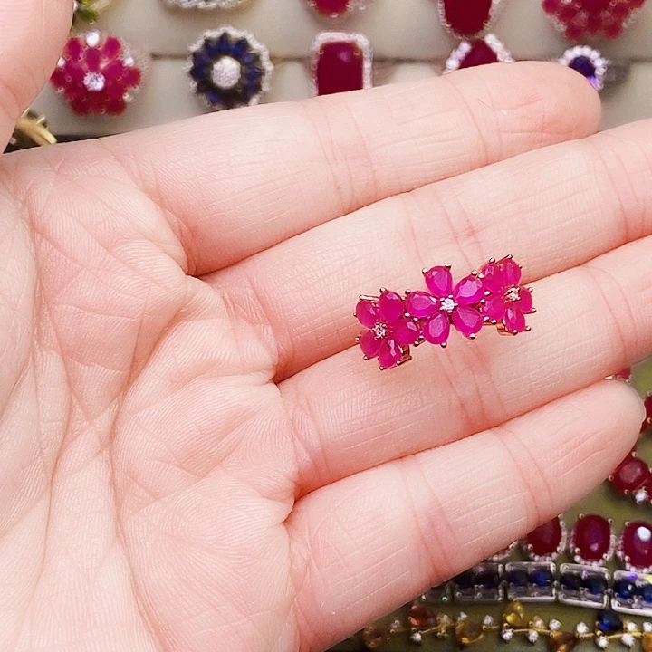 红宝石戒指银S925镶嵌