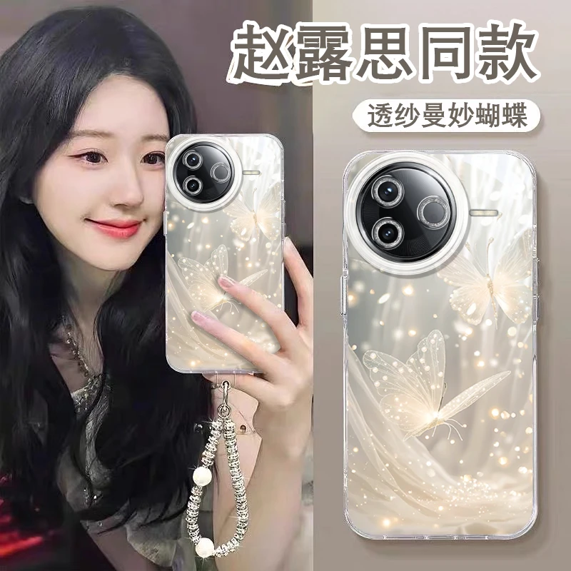 ins羽纱蝴蝶适用红米K80至尊手机壳新款红米K80至尊高级感小众红