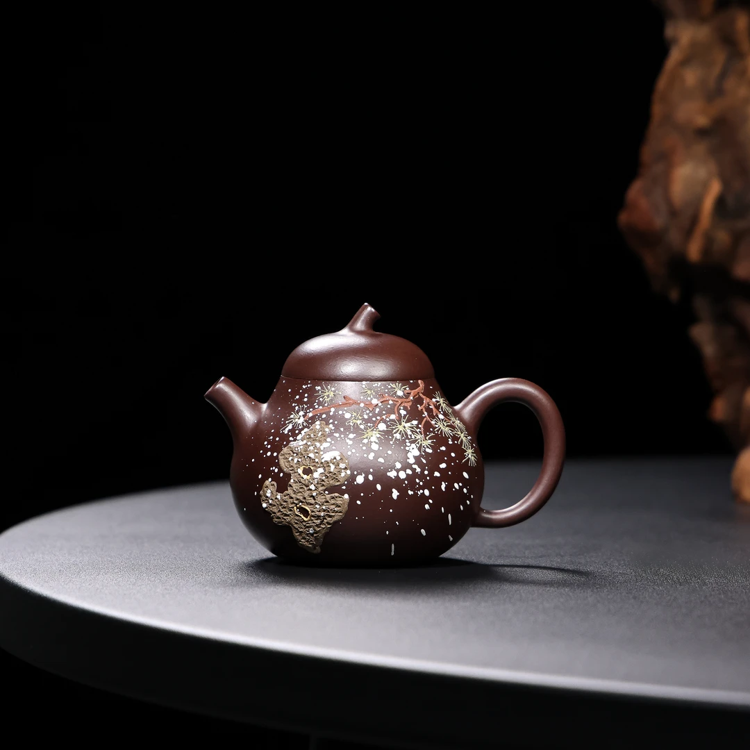 【梵山暮云】茄瓜 雪景泥绘 紫泥 139cc （HH00321）圣诞专款