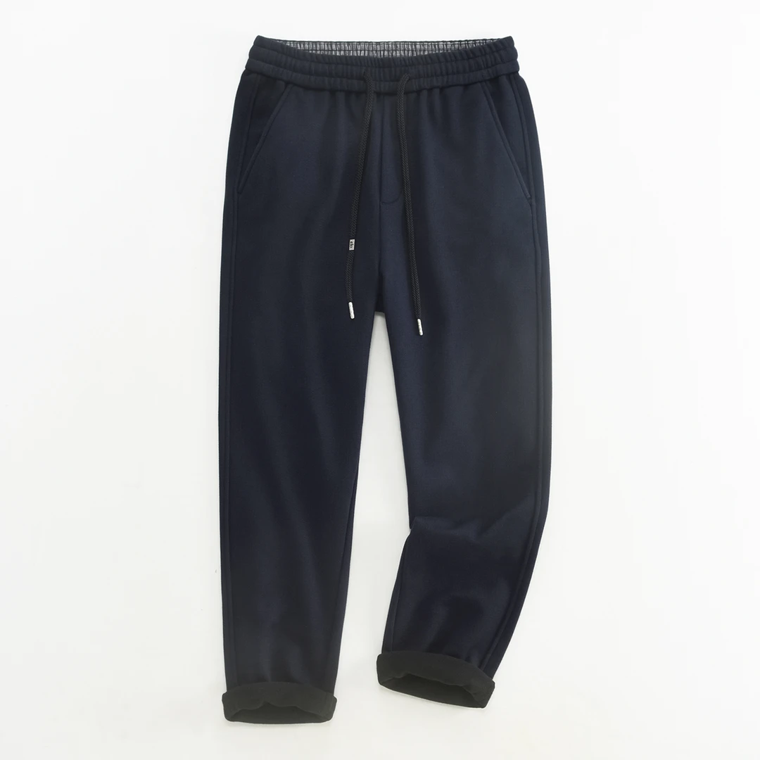 BQDK牛奶绒冬季保暖休闲长裤男款松紧腰宽松针织锥形直筒裤子