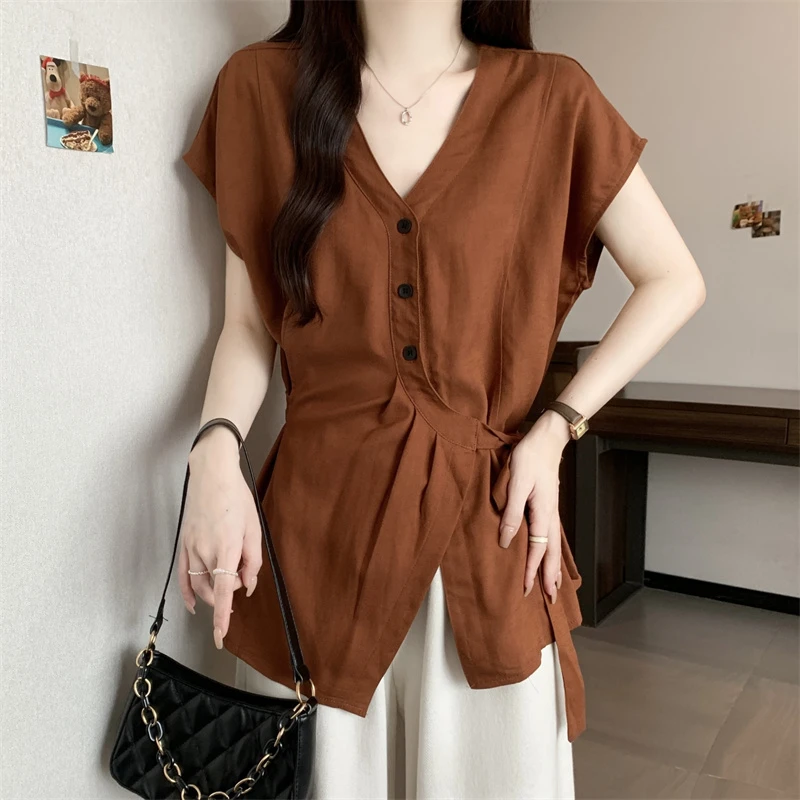 大码微胖法式衬衫女装2025新款夏季胖MM收腰显瘦小衫别致白色上衣