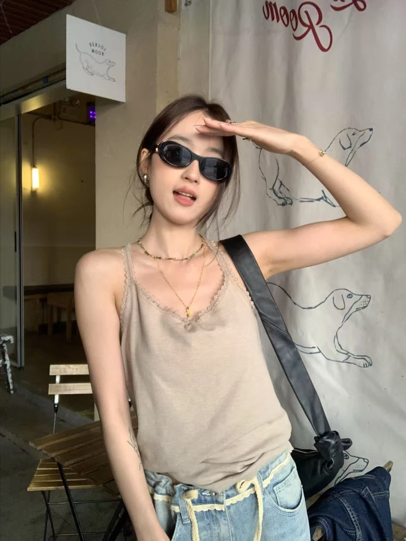 十三行TB-夏季福秒蕾丝边净版背心#36597