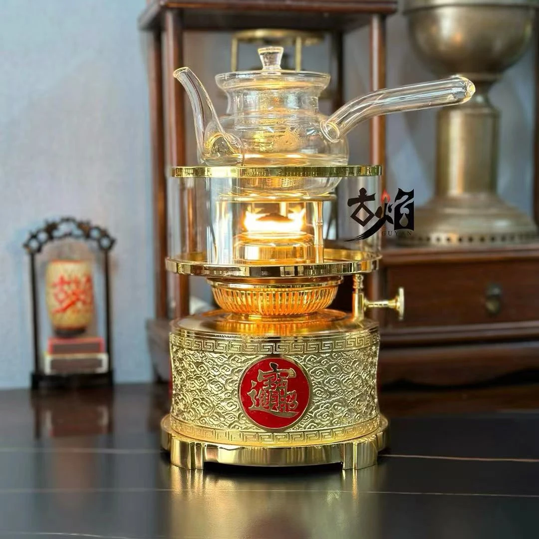 2025精品空气灯茶灯，中式工夫茶煮茶炉，明火煮水养生铜灯厂家直销