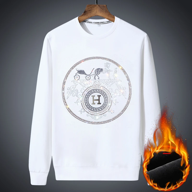 2025秋冬新品高端烫钻印花男士卫衣个性字母亮片时尚男装休闲百搭