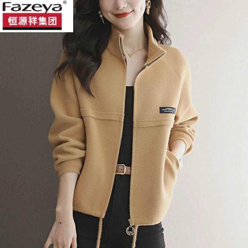 恒源祥集团彩羊羊毛衫女洋气拉链秋冬款短款外搭时尚加厚男装毛衣