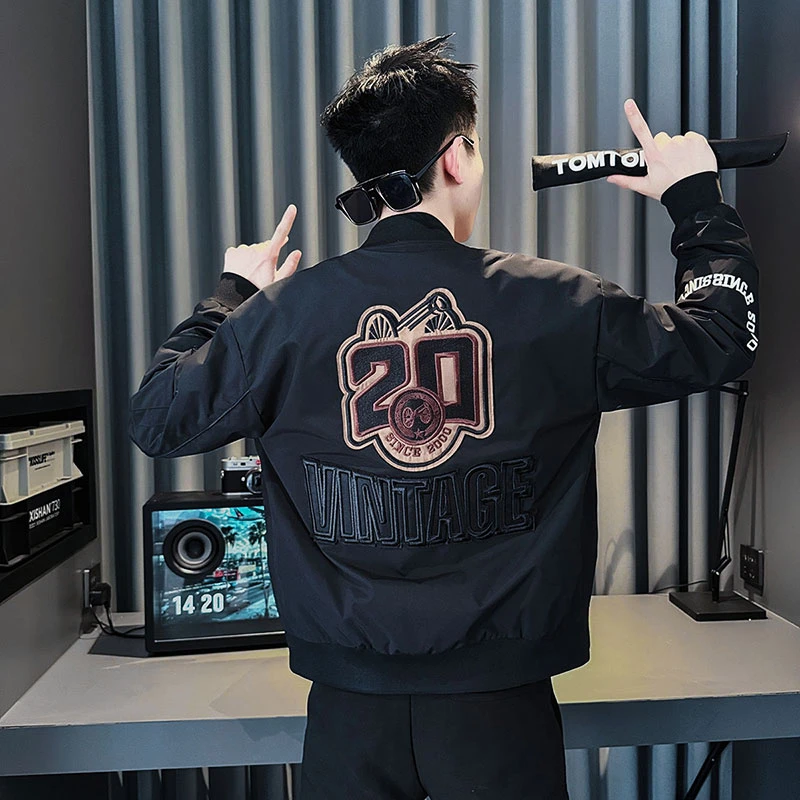 欧若风棒球服男款2025年流行爆款外套慵懒风春秋痞帅刺绣飞行夹克