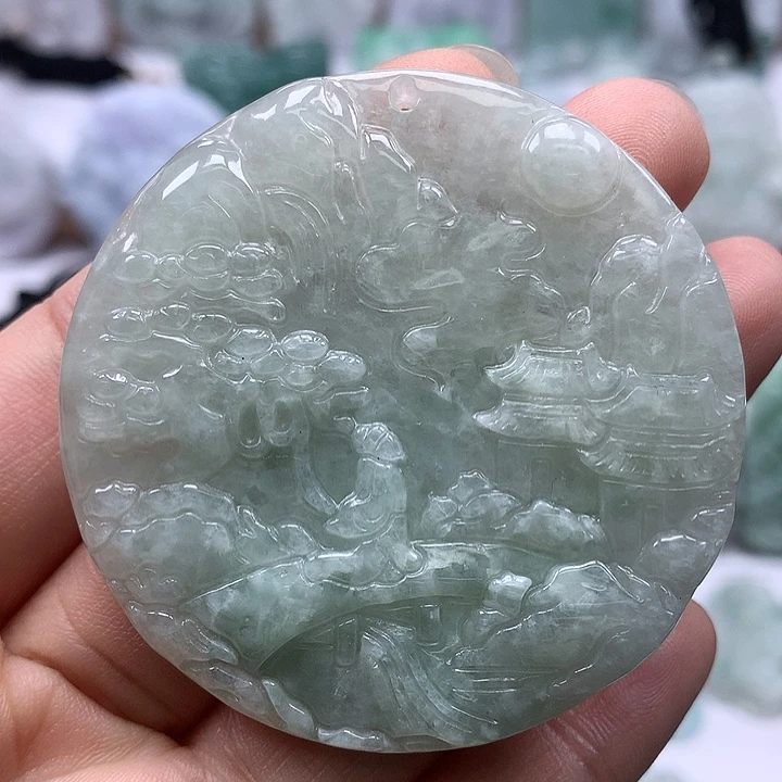翡翠未镶嵌颈饰山水福利