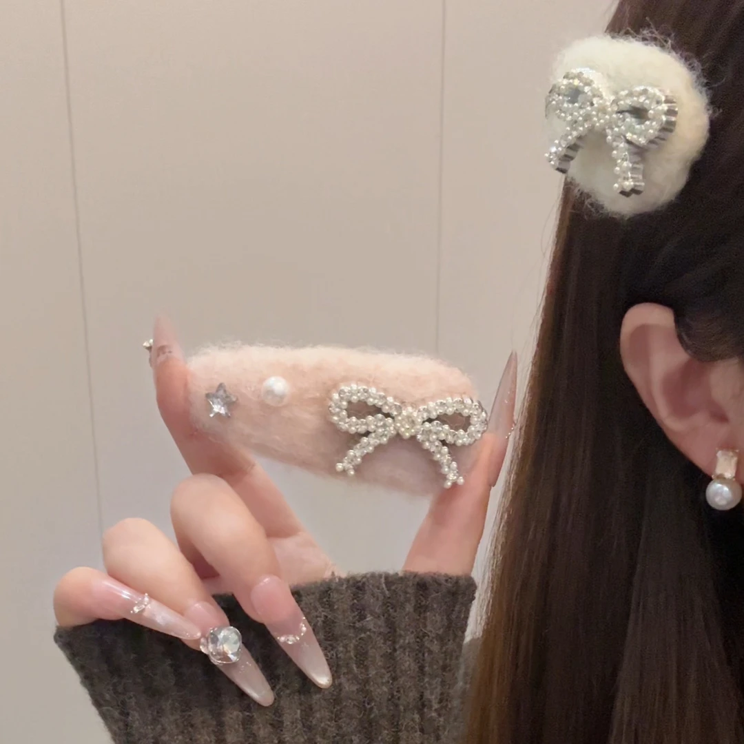 冬季新款水钻发夹百搭简约少女风网红刘海发卡发饰气质头饰