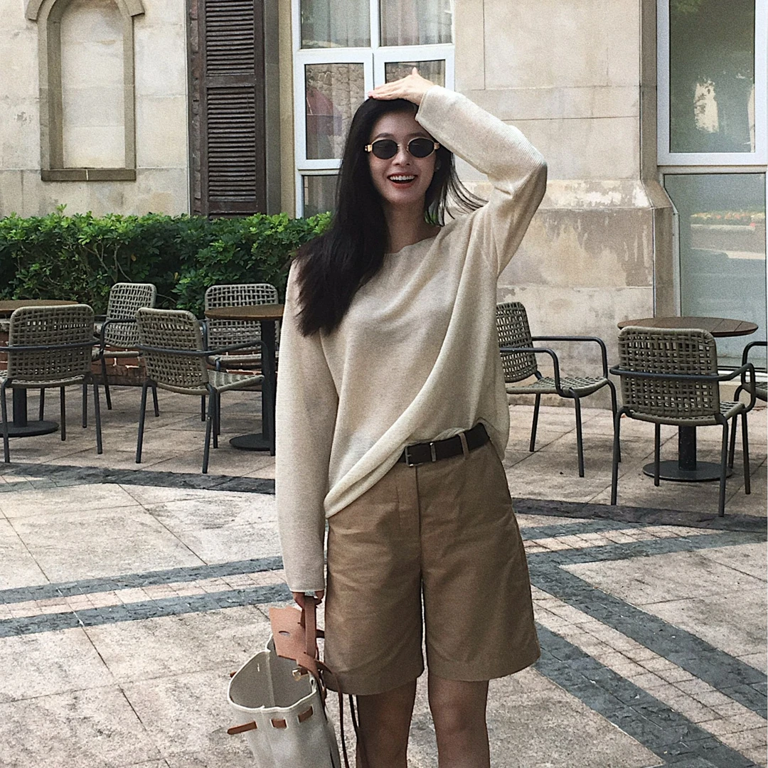 Yihouse【慵懒艺术】慵懒风宽松显瘦薄款夏季针织衫Y842