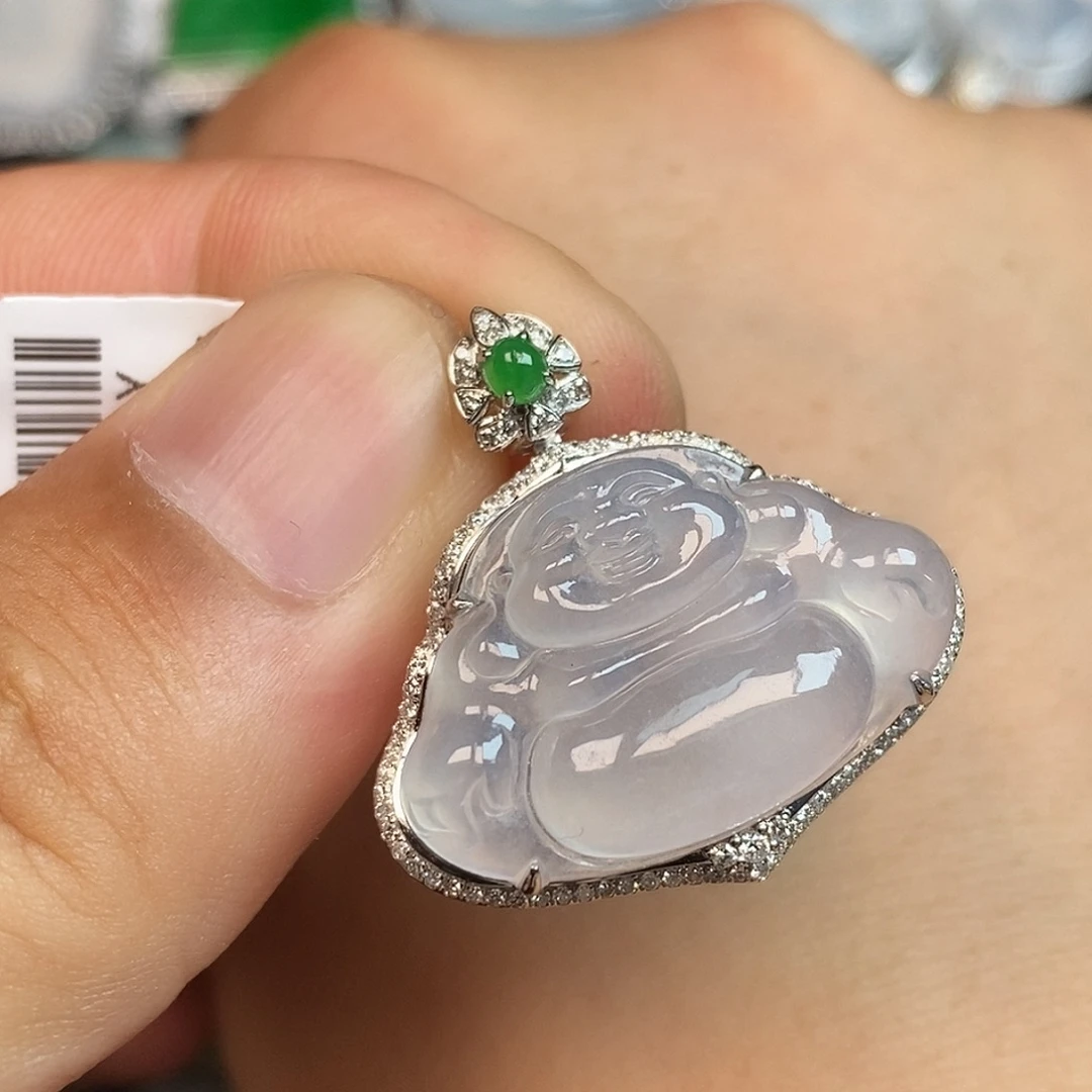 颈饰18K金镶嵌翡翠佛公