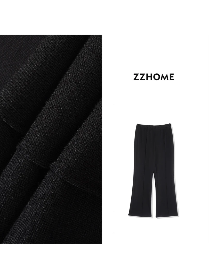 ZOZO HOME ｜都市时髦收缩线条显瘦微喇叭裤q171197p黑色百搭夏季