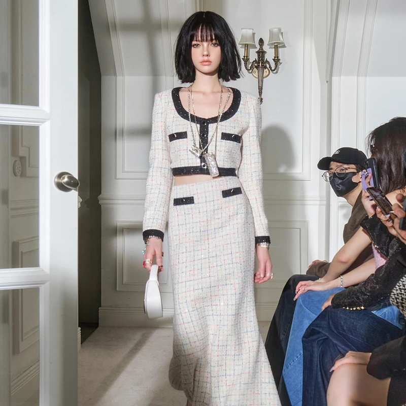 FOREVERCAN千金玛德琳 法式小香粗花呢时尚套装裙SD20099