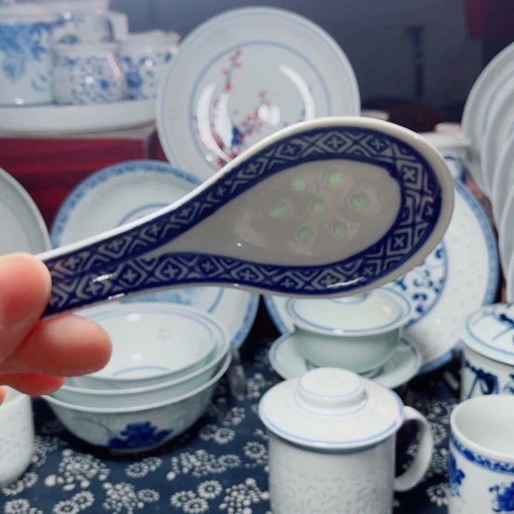 青花玲珑老玲珑小勺子