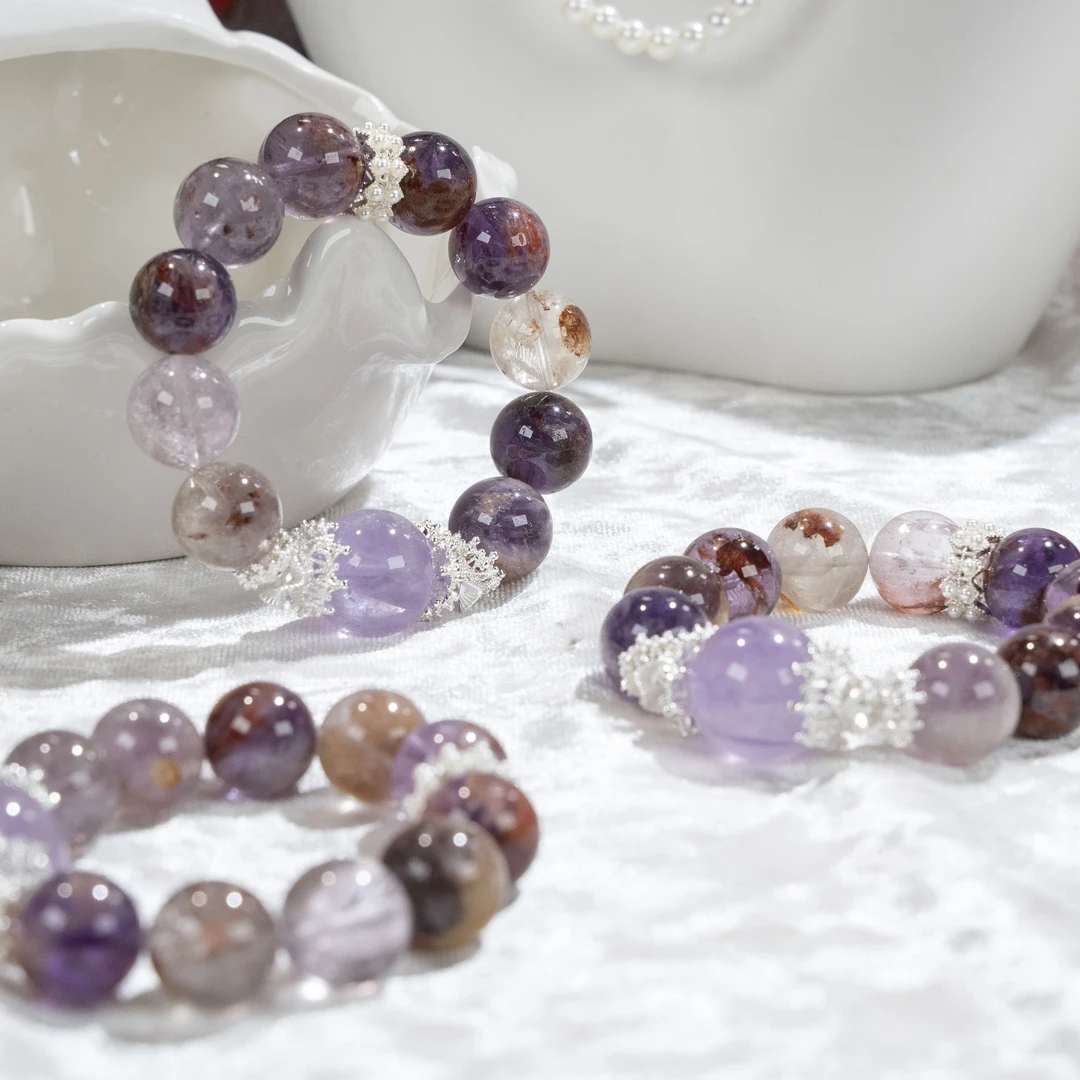 【姹紫】满满家天然紫幽灵15mm紫水晶手串多样性发货 发其一C008