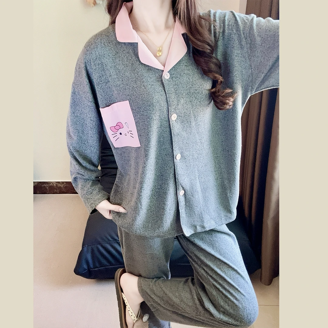 2025新款睡衣女春秋季长袖可爱甜美风套装冬天休闲薄款学生家居服