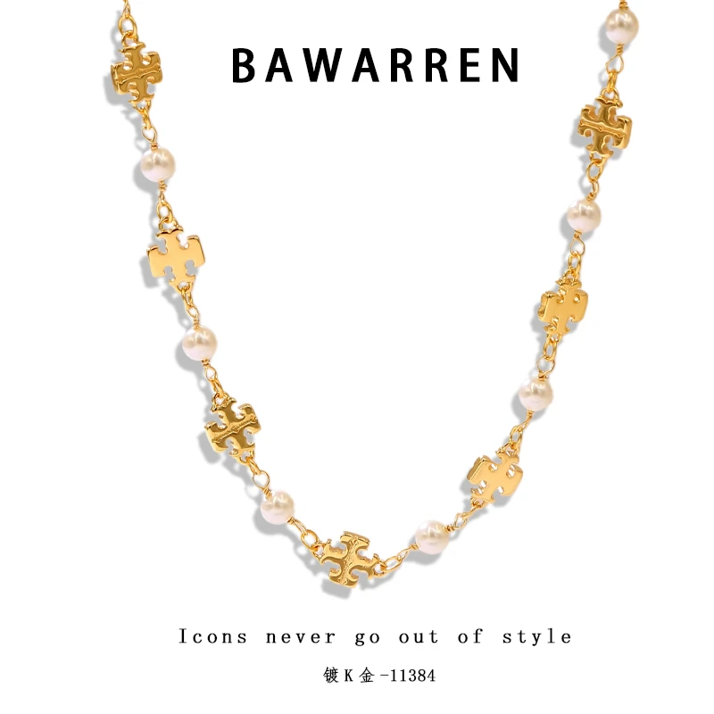 Bawarren 意❤11384-【鸢尾花】十字轻奢百搭项链