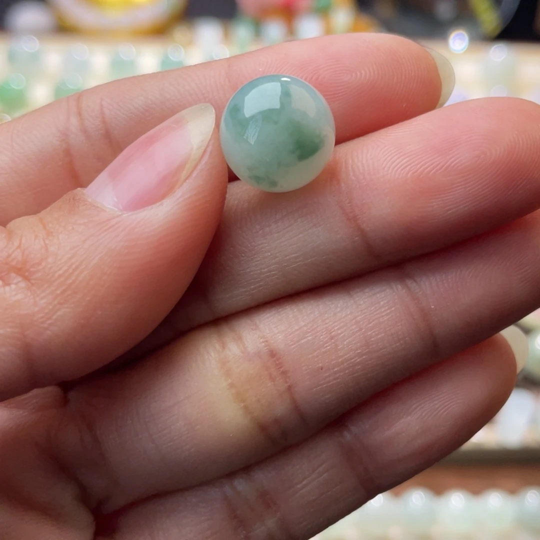 翡翠散珠飘蓝花圆珠11.8mm