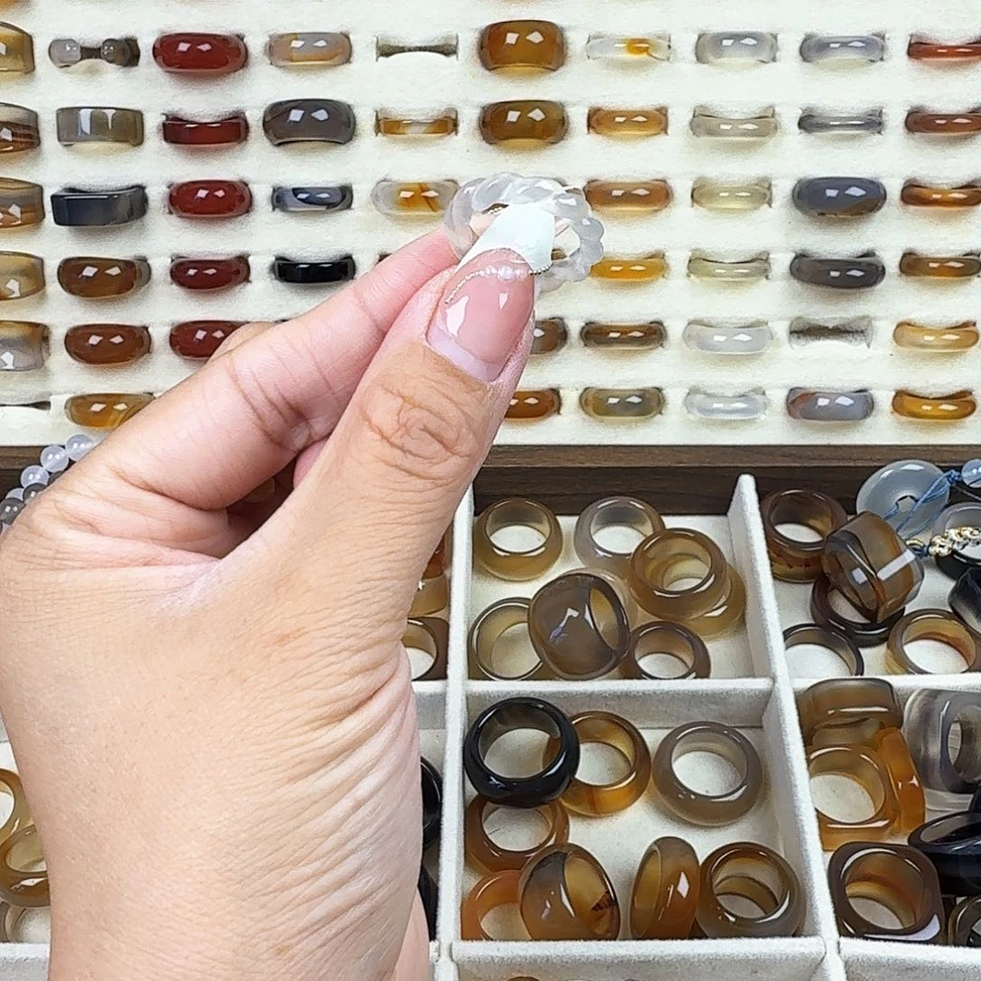 玛瑙/玉髓戒圈未镶嵌13圈福利不退换