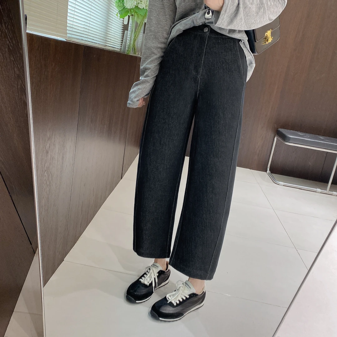 IMFLY金小金自制女装 牛仔裤DYK2793早秋小个子女士九分裤阔腿裤