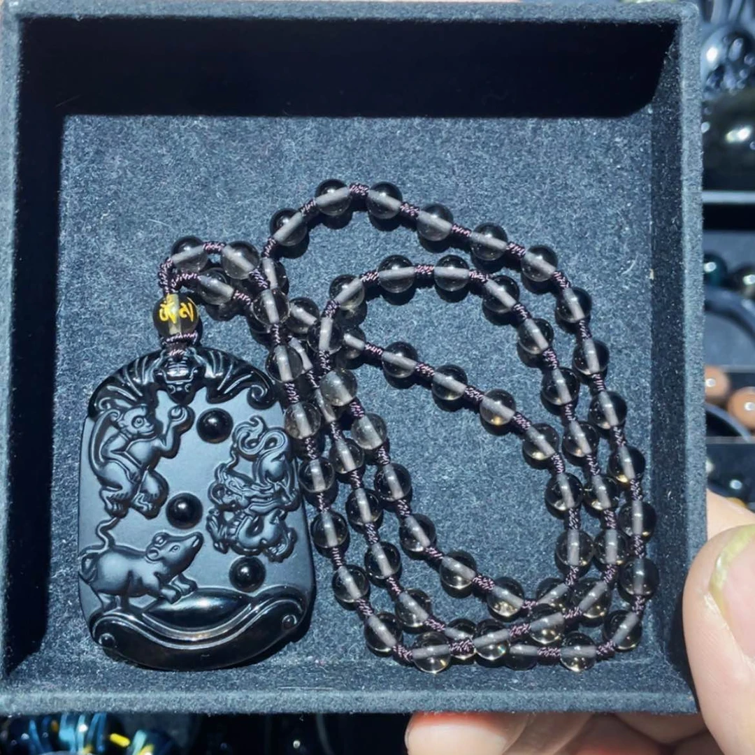 【闪购商品】黑曜岩吊坠(赠链)未镶嵌大*子