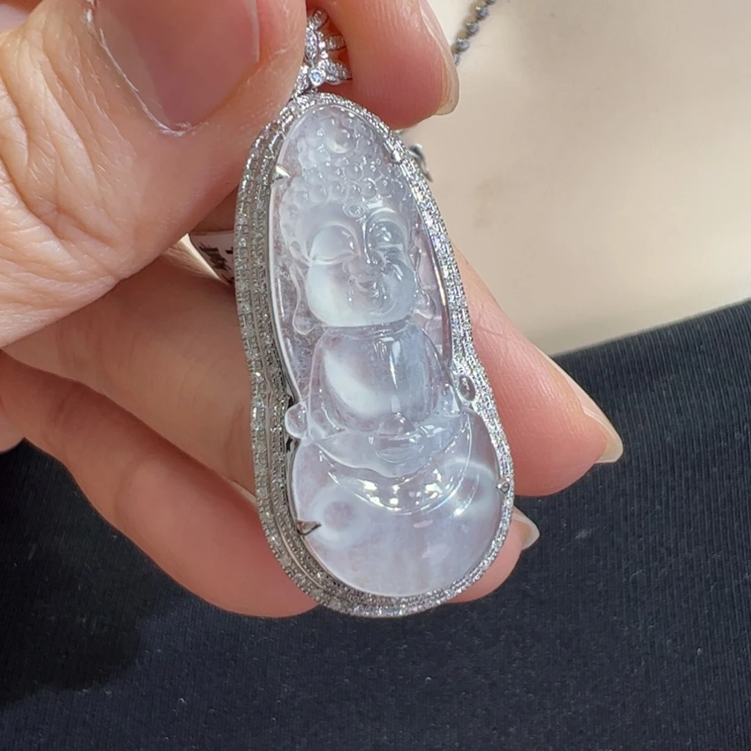 翡翠吊坠(不含链)18K金镶嵌