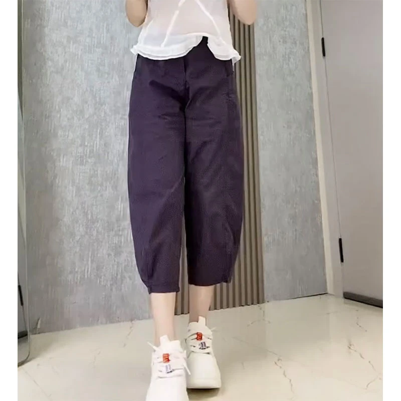 萱贝纯高腰显瘦阔腿休闲裤女2025秋季新款文艺百搭八分直筒速干裤