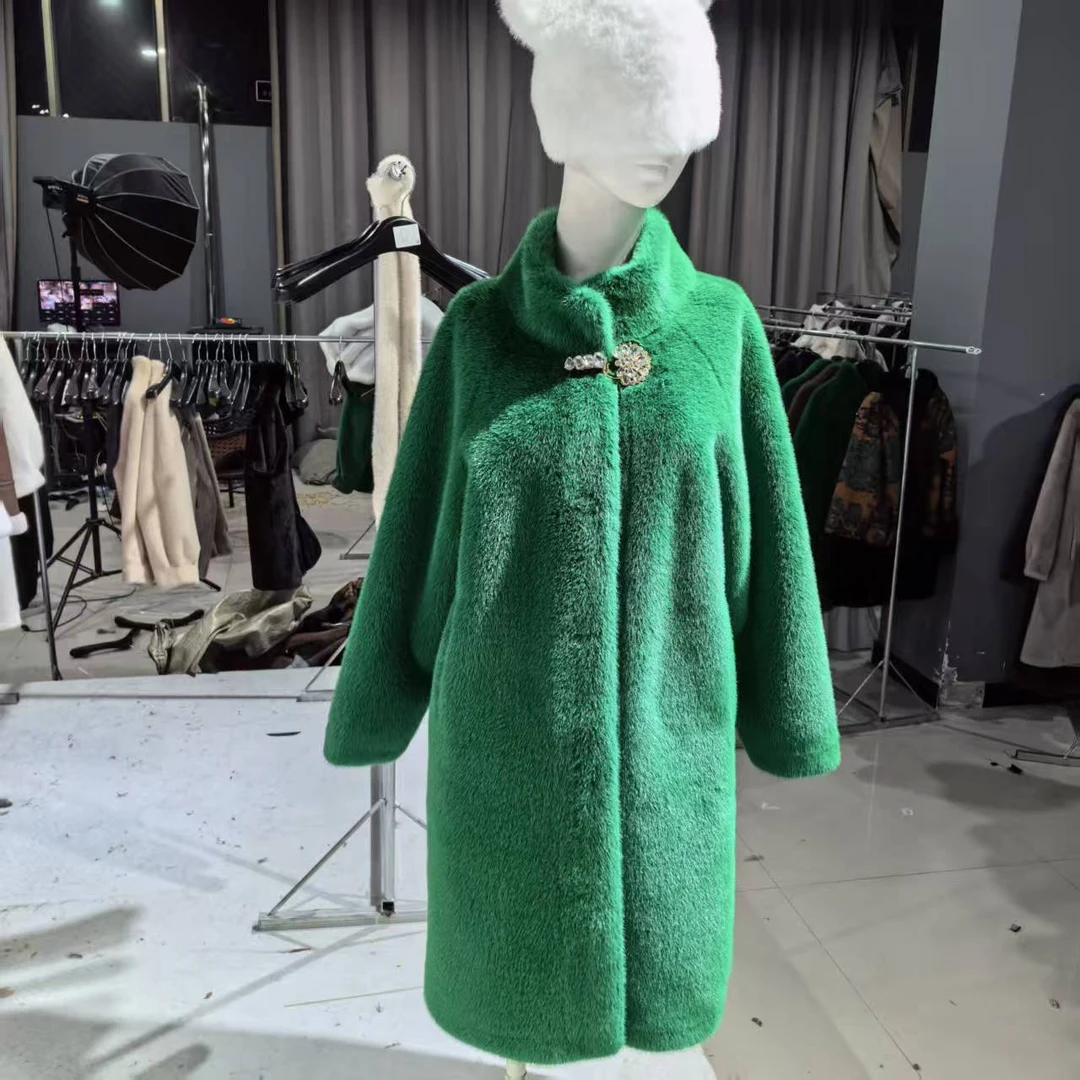 004绿时尚女装貂绒外套气质百搭