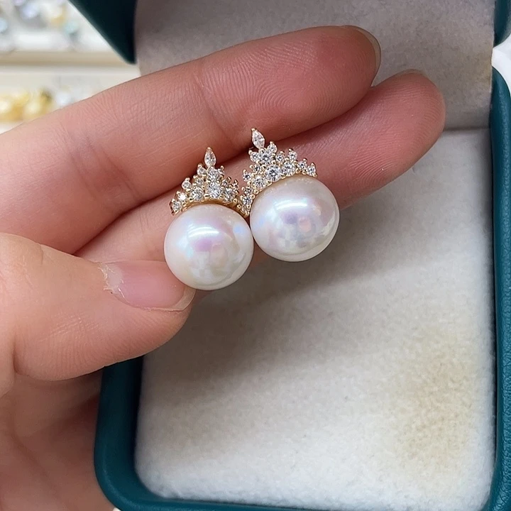 银S925镶嵌淡水珍珠耳饰